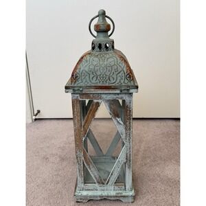 Farmhouse Style Distressed  Birdhouse Candle Lantern